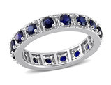 1.92 Carat (ctw) Lab-Created Blue Sapphire Eternity Band Ring in Sterling Silver